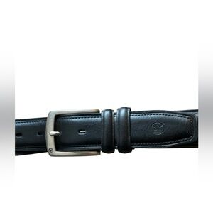 Timberland Men's Sz 32 Genuine Leather Belt Black Silver Buckle Casual
